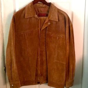 Men's 2-piece camel tan suede suit